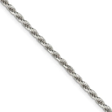 2.5mm, Sterling Silver Diamond Cut Solid Rope Chain Necklace