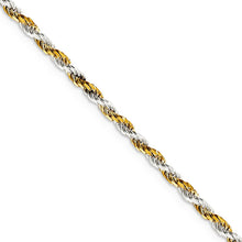2.5mm Sterling Silver & 10k Yellow Gold Plated D/C Rope Chain Necklace