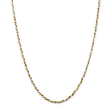 2.5mm Sterling Silver & 10k Yellow Gold Plated D/C Rope Chain Necklace