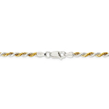 2.5mm Sterling Silver & 10k Yellow Gold Plated D/C Rope Chain Necklace