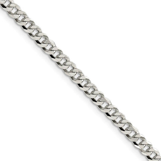 4mm, Sterling Silver, Solid Beveled Curb Chain Necklace