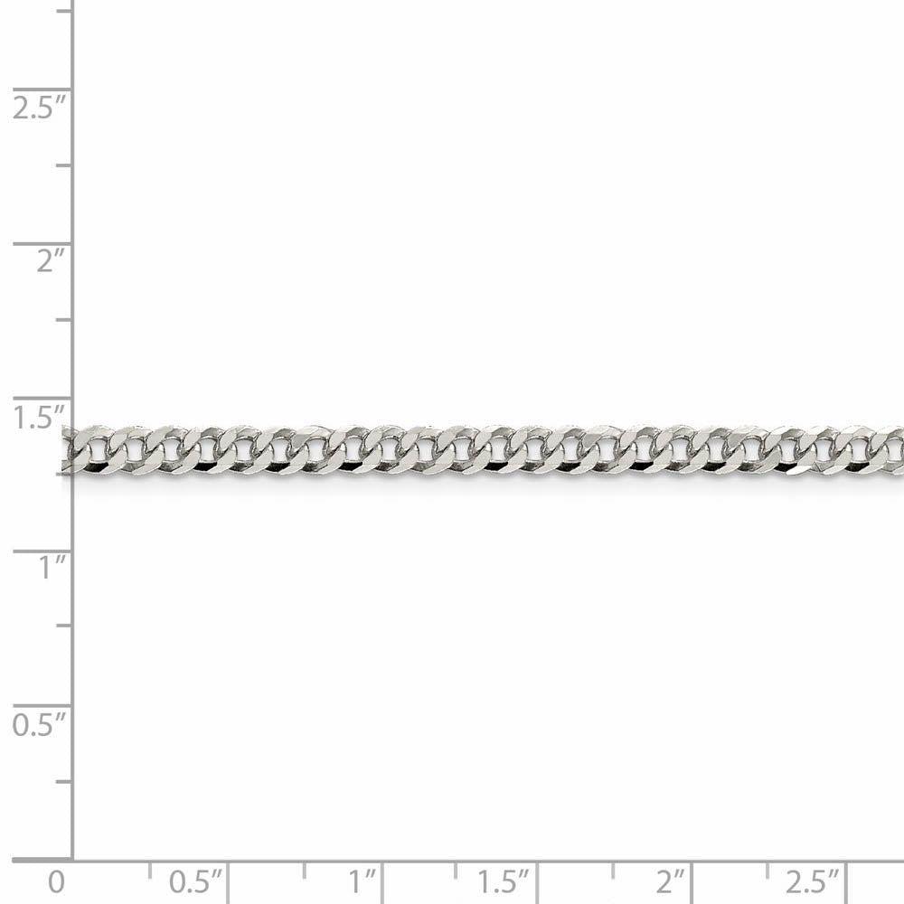 4mm, Sterling Silver, Solid Beveled Curb Chain Necklace