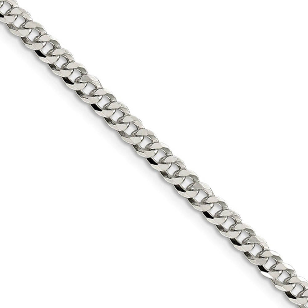 4mm, Sterling Silver, Solid Beveled Curb Chain Necklace
