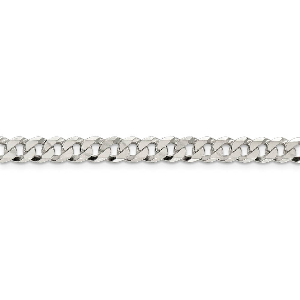 6mm, Sterling Silver, Solid Beveled Curb Chain Bracelet