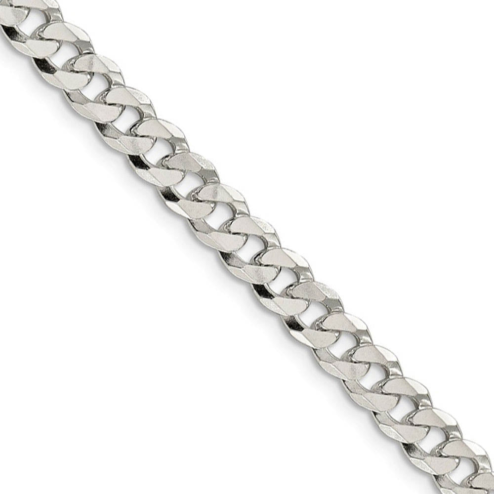 6mm, Sterling Silver, Solid Beveled Curb Chain Necklace