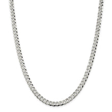 6mm, Sterling Silver, Solid Beveled Curb Chain Necklace