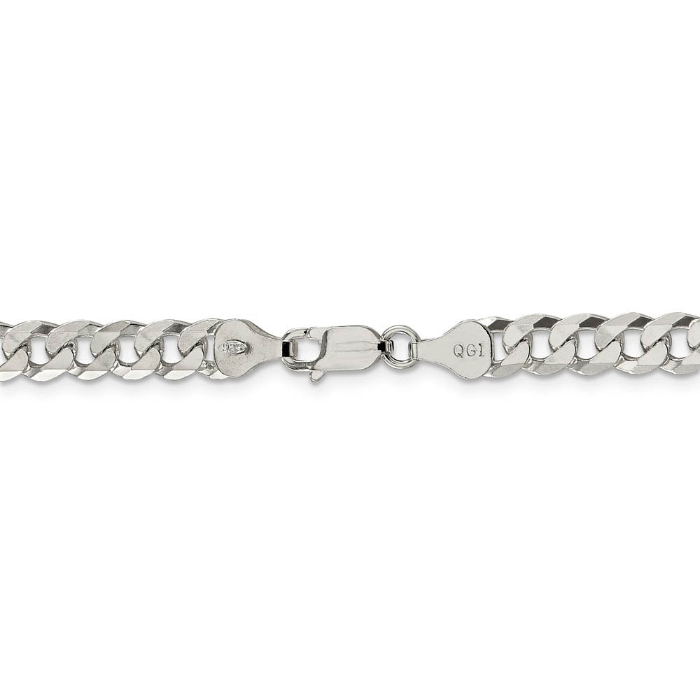 6mm, Sterling Silver, Solid Beveled Curb Chain Necklace