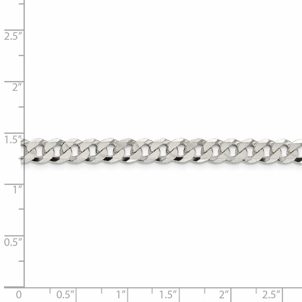 6mm, Sterling Silver, Solid Beveled Curb Chain Necklace