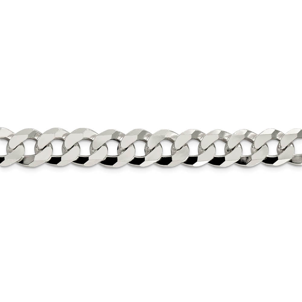 Men's 12.3mm Sterling Silver Solid Beveled Curb Chain Bracelet