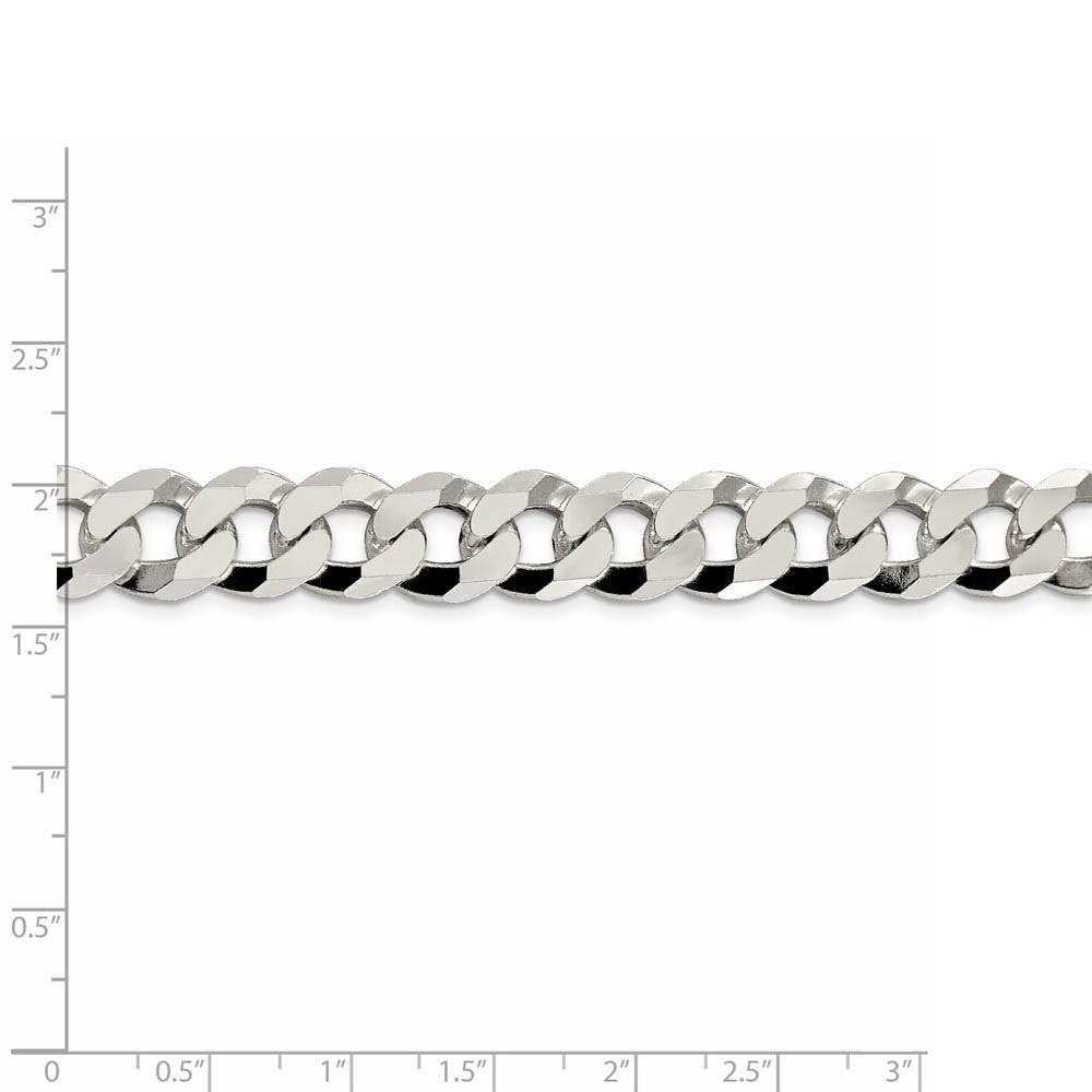 Men's 12.3mm Sterling Silver Solid Beveled Curb Chain Bracelet