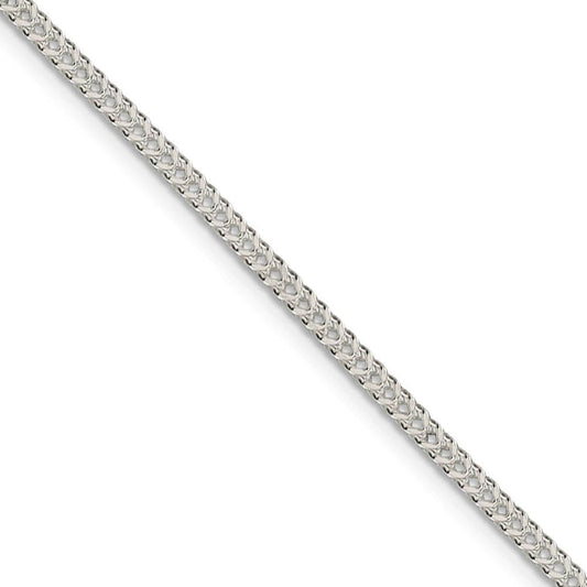 2mm Sterling Silver Diamond Cut Solid Square Franco Chain Necklace