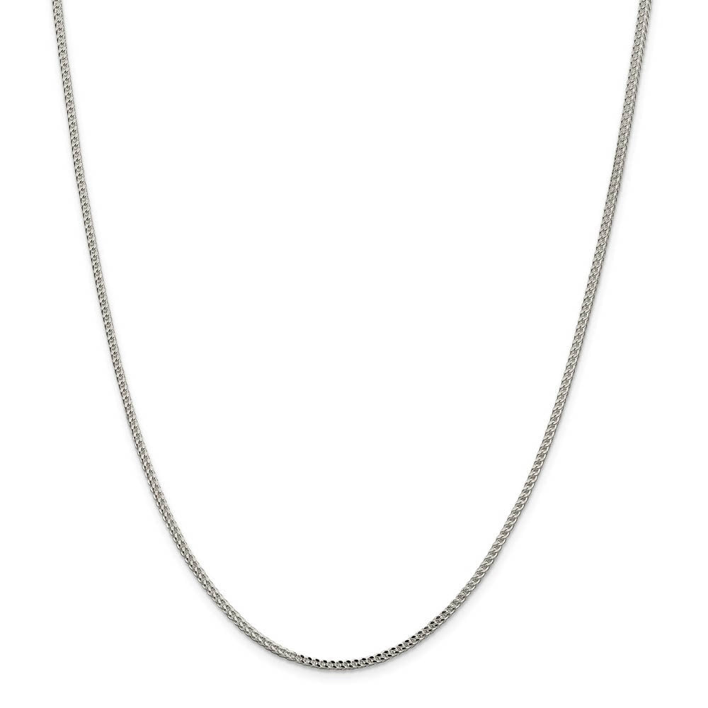 2mm Sterling Silver Diamond Cut Solid Square Franco Chain Necklace
