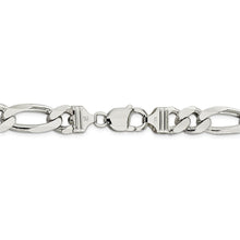 Men's 10.75mm, Sterling Silver, Solid Figaro Chain Bracelet