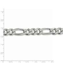 Men's 10.75mm, Sterling Silver, Solid Figaro Chain Bracelet