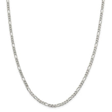 4mm, Sterling Silver, Pave Flat Figaro Chain Necklace