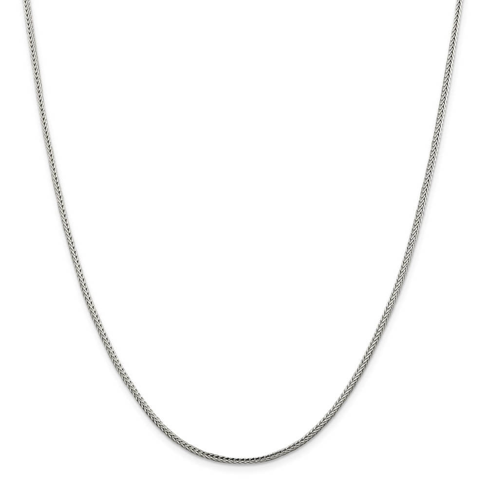 2mm Sterling Silver Diamond Cut Solid Round Franco Chain Necklace