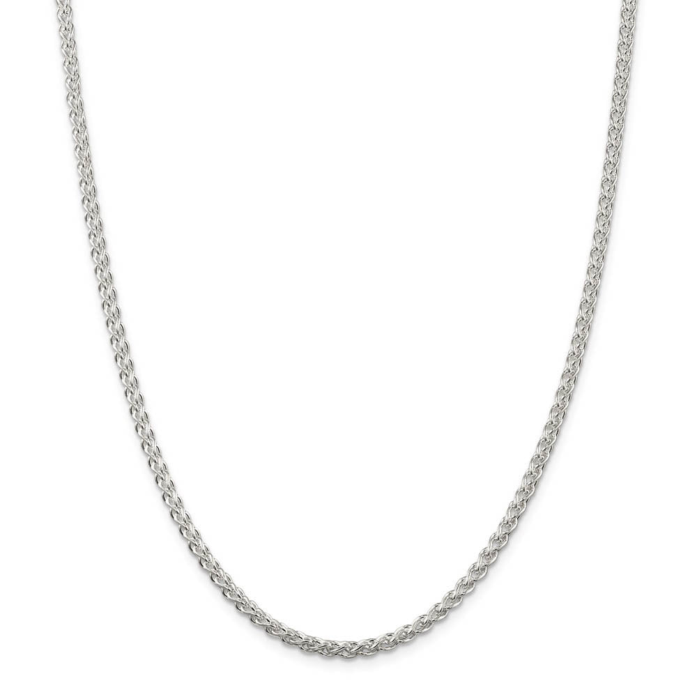 3mm, Sterling Silver Round Solid Spiga Chain Necklace