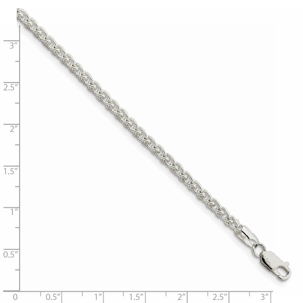 3mm, Sterling Silver Round Solid Spiga Chain Necklace