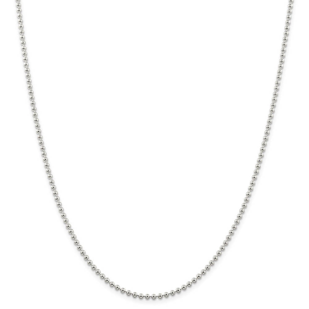 2.3mm Sterling Silver, Solid Beaded Chain Necklace