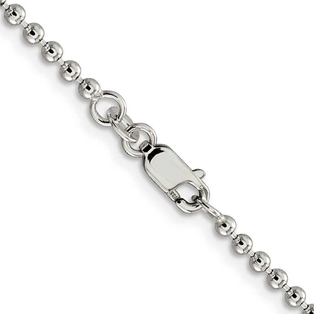 2.3mm Sterling Silver, Solid Beaded Chain Necklace