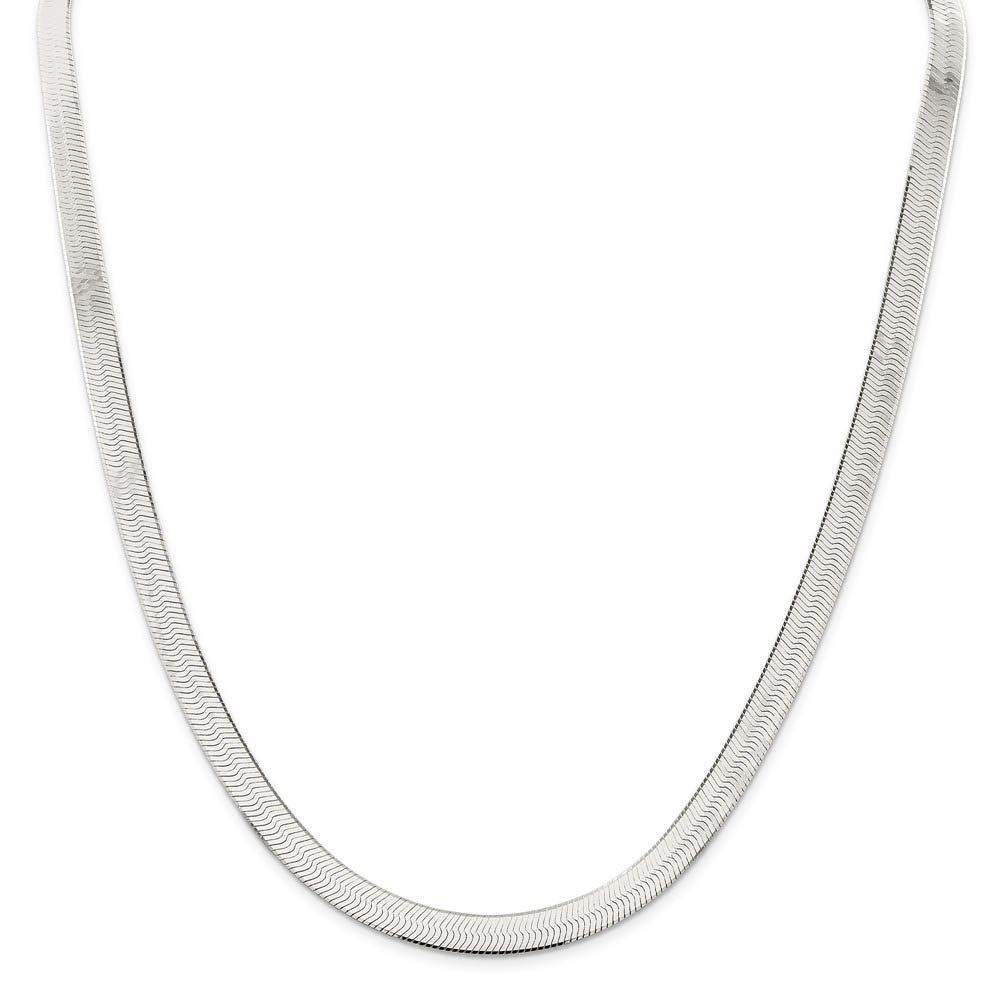 7mm, Sterling Silver Solid Herringbone Chain Bracelet