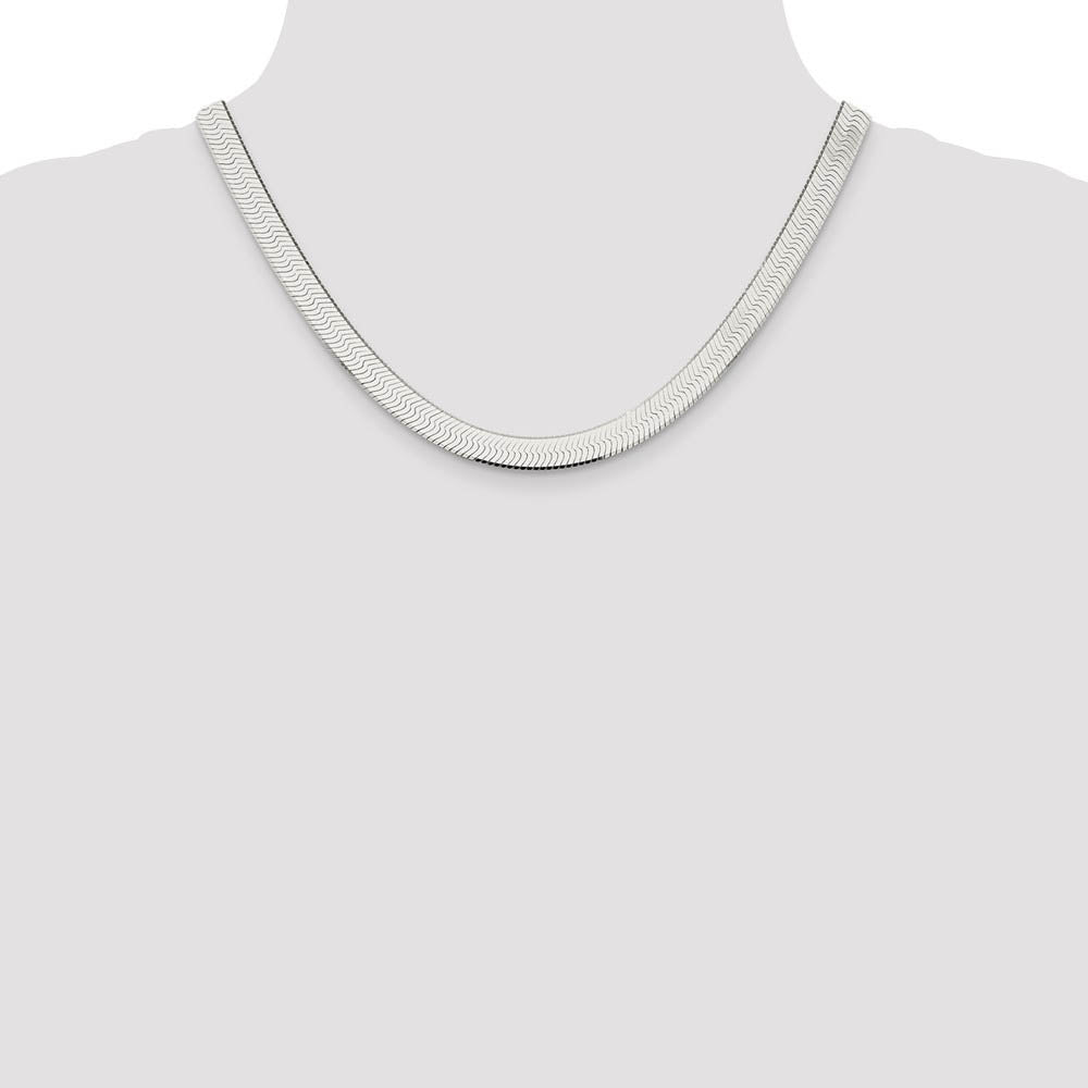Men's 8mm, Sterling Silver Solid Herringbone Chain Bracelet