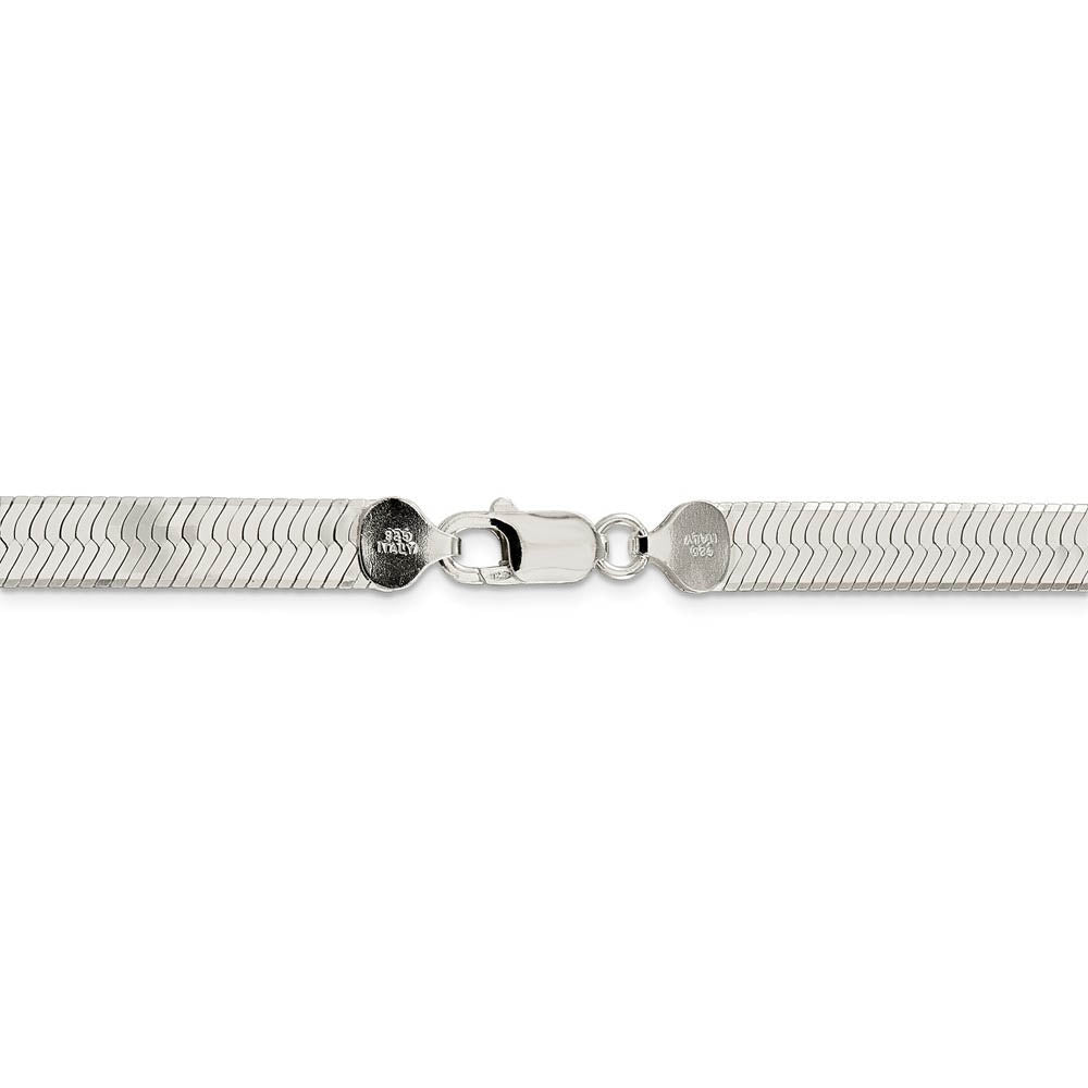 Men's 8mm, Sterling Silver Solid Herringbone Chain Bracelet