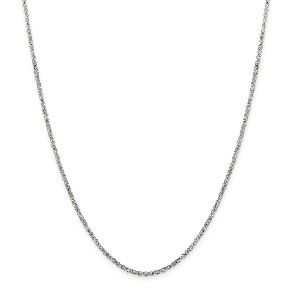 2mm, Sterling Silver Solid Rolo Chain Necklace