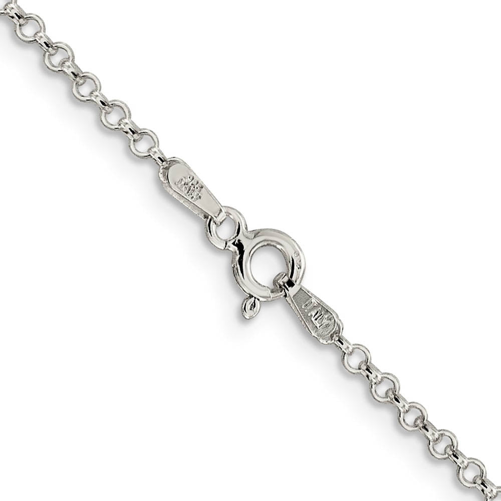 2mm, Sterling Silver Solid Rolo Chain Necklace