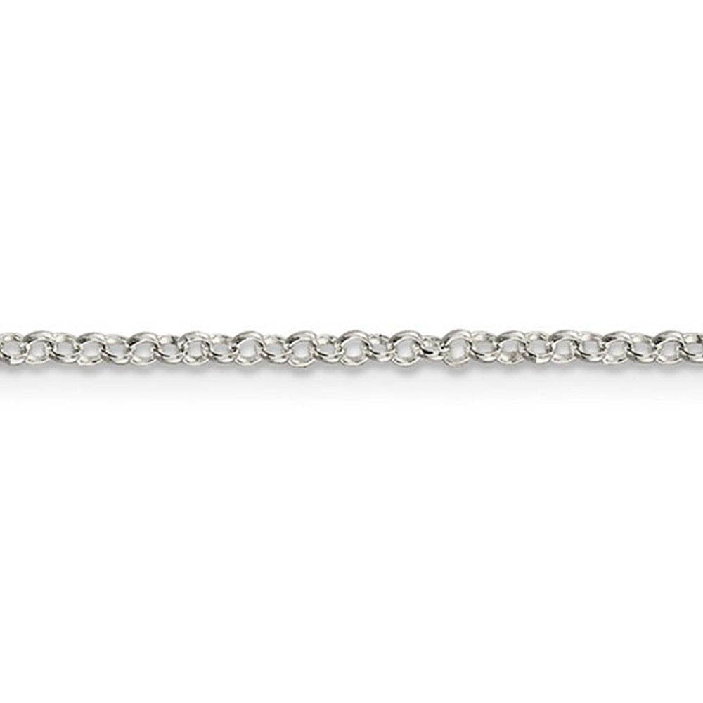 2mm, Sterling Silver Solid Rolo Chain Necklace