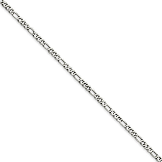 Men's 5.3mm Stainless Steel Figaro Chain Bracelet, 7 Inch