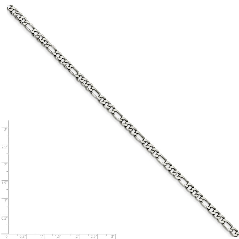 Men's 5.3mm Stainless Steel Figaro Chain Bracelet, 7 Inch