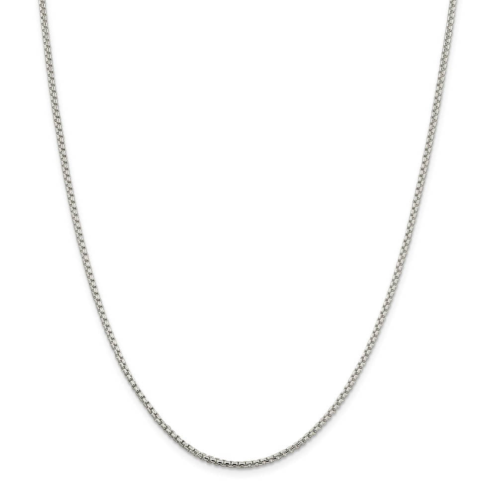 2mm Sterling Silver Solid Round Box Chain Necklace