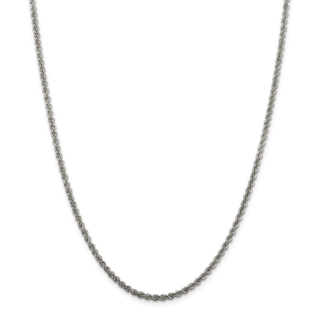 2.5mm Sterling Silver Solid Rope Chain Necklace