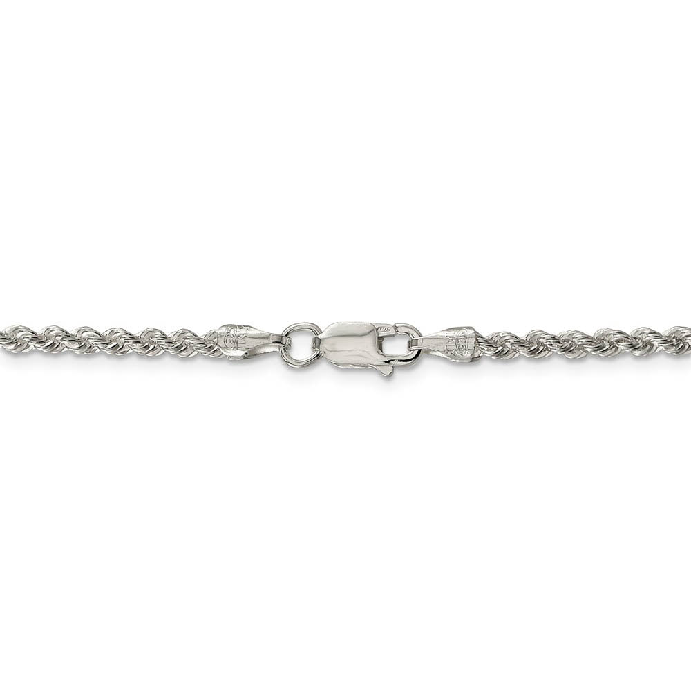 2.5mm Sterling Silver Solid Rope Chain Necklace