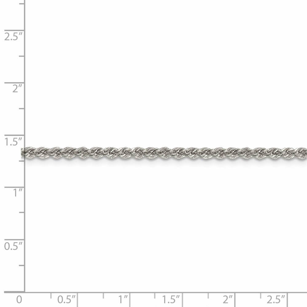 2.5mm Sterling Silver Solid Rope Chain Necklace