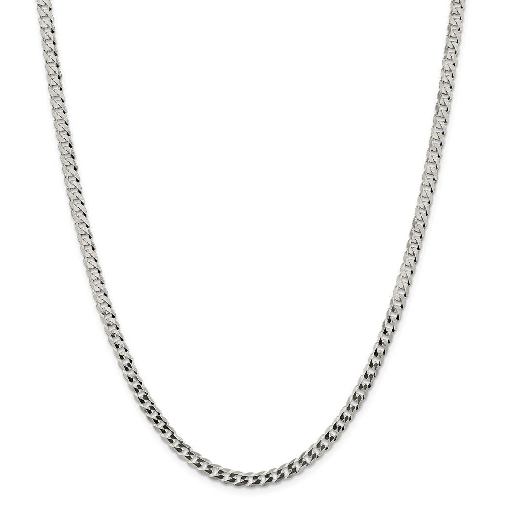 4.5mm Sterling Silver Solid Flat Curb Chain Necklace