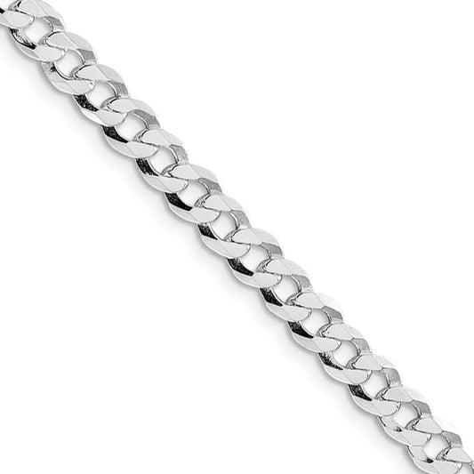 Men's 5.75mm Sterling Silver Solid Flat Curb Chain Necklace