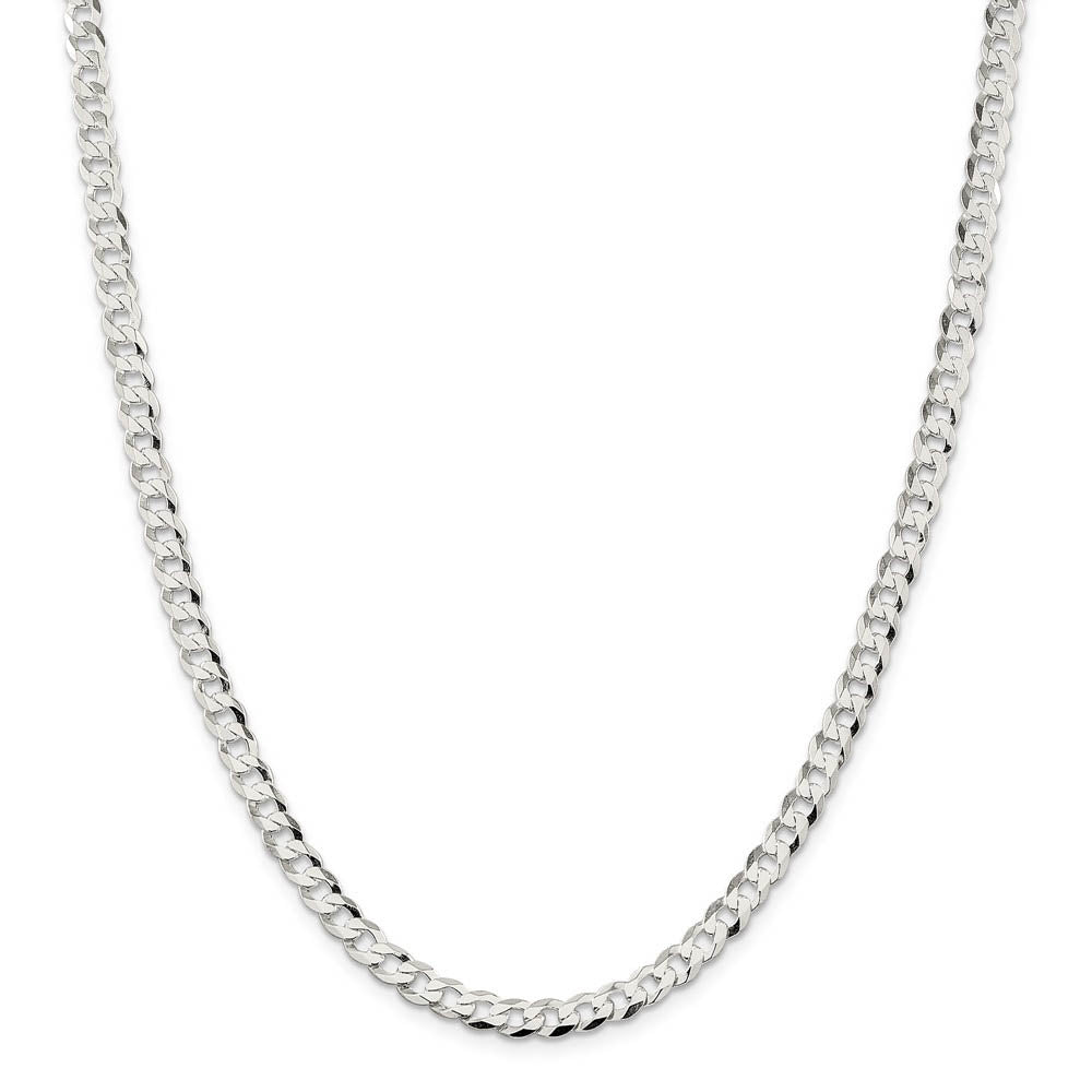 Men's 5.75mm Sterling Silver Solid Flat Curb Chain Necklace