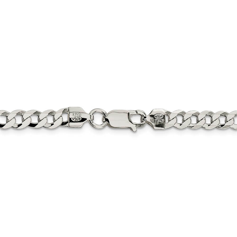 Men's 5.75mm Sterling Silver Solid Flat Curb Chain Necklace