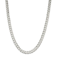 Men's 7.5mm Sterling Silver Solid Flat Curb Chain Necklace