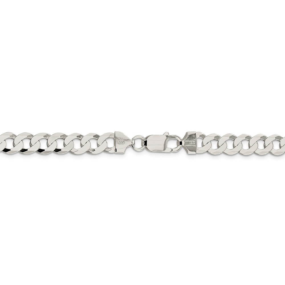 Men's 7.5mm Sterling Silver Solid Flat Curb Chain Necklace