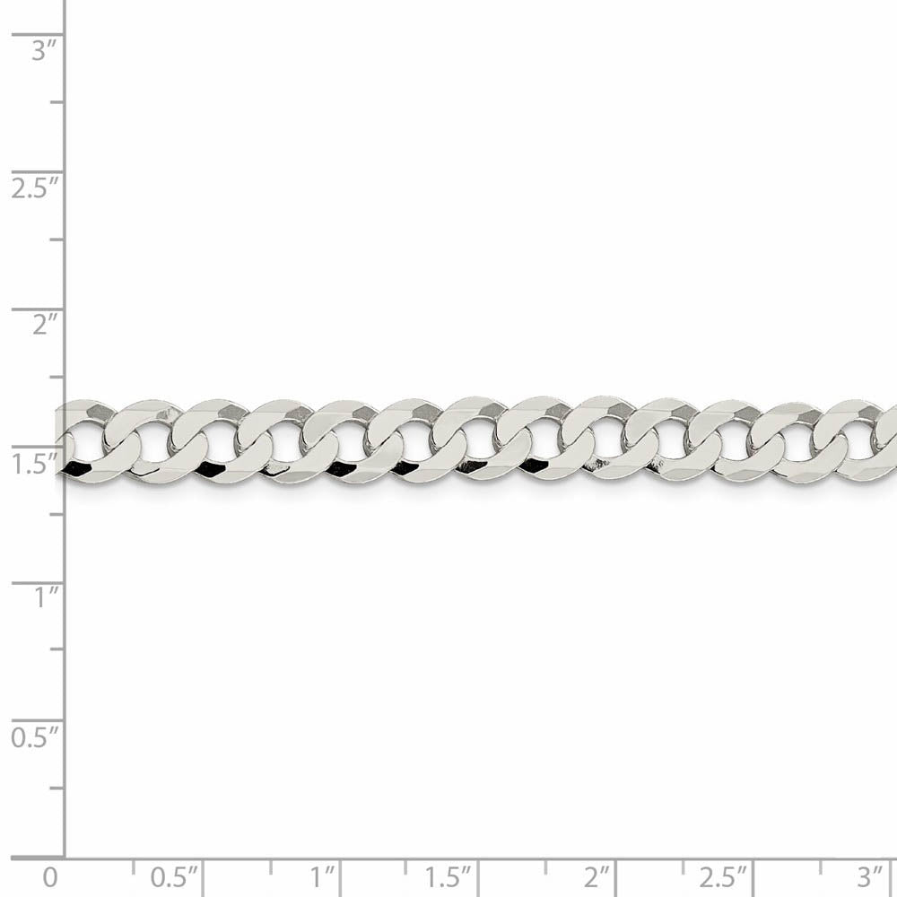 Men's 7.5mm Sterling Silver Solid Flat Curb Chain Necklace
