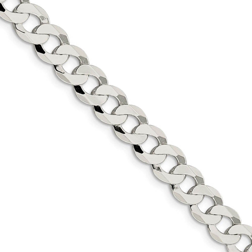 Men's 7.5mm Sterling Silver Solid Flat Curb Chain Necklace