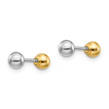 Reversible 4mm Ball Screw Back Earrings in 14k Two-tone Gold