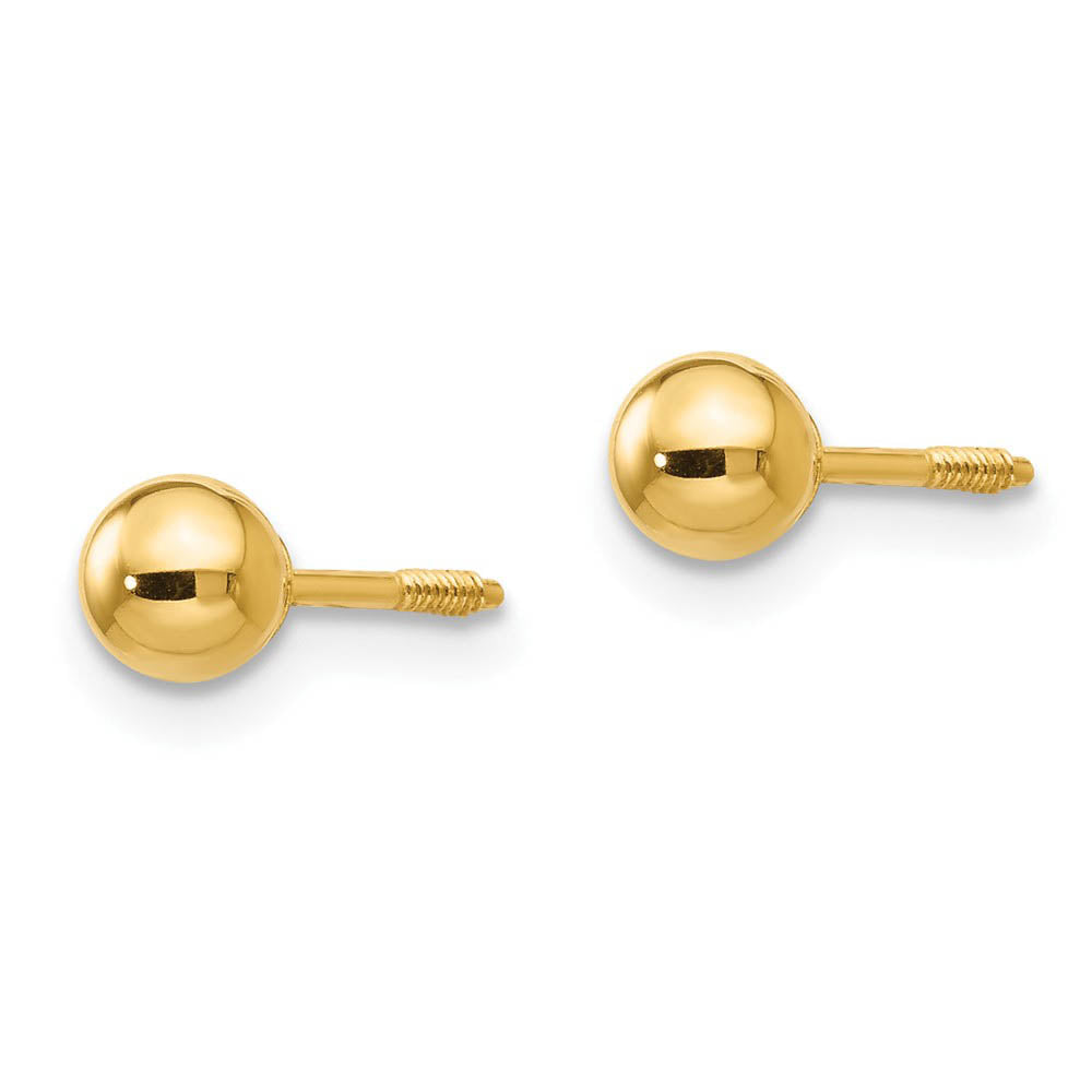 Reversible 4mm Polished Ball Screw Back Earrings in 14k Yellow Gold