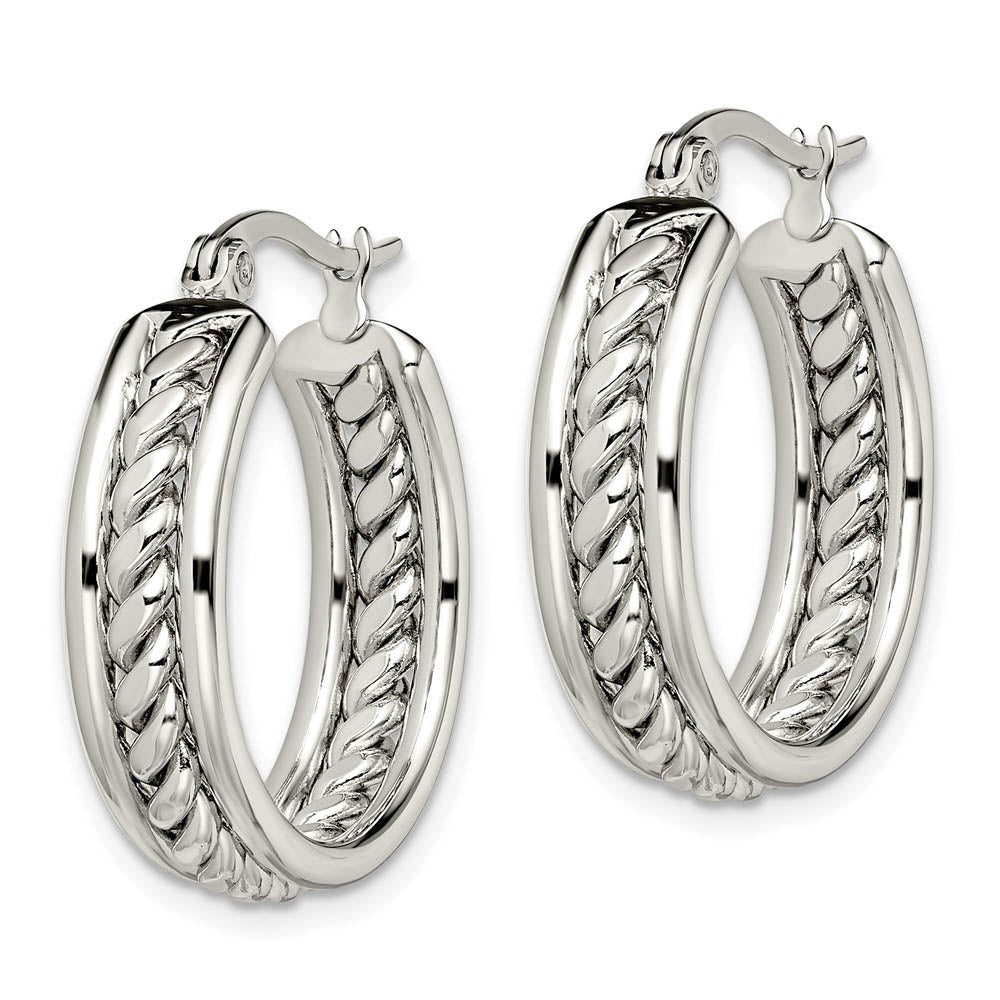 20mm Twisted Middle Round Hoop Earrings in Stainless Steel