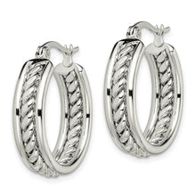 20mm Twisted Middle Round Hoop Earrings in Stainless Steel