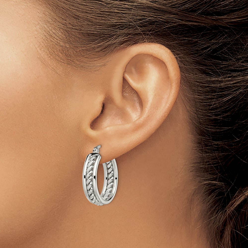 20mm Twisted Middle Round Hoop Earrings in Stainless Steel