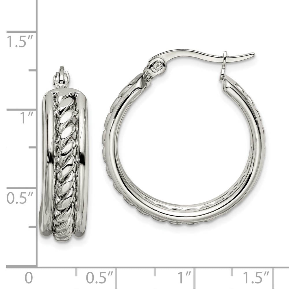 20mm Twisted Middle Round Hoop Earrings in Stainless Steel